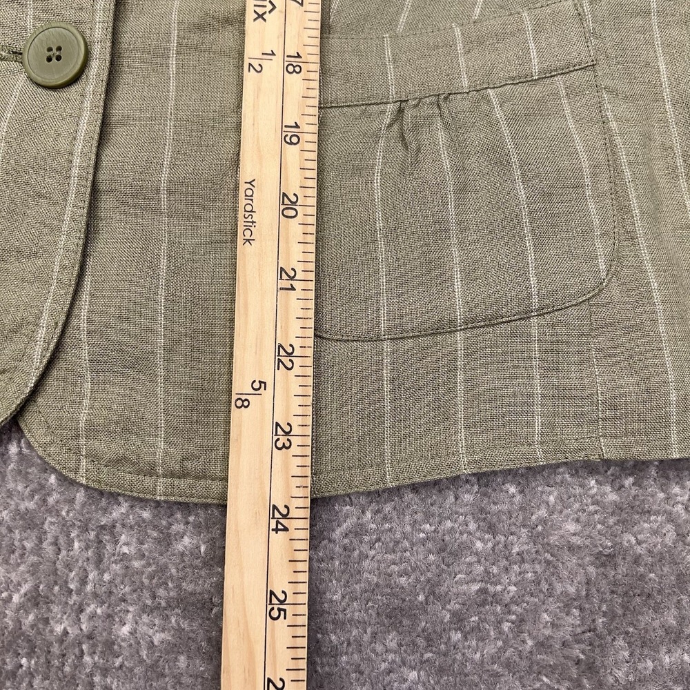STYLE & CO Womens Size 12 Striped 100% Linen Blazer Patch Pockets Sage Green Y2K - Picture 7 of 14